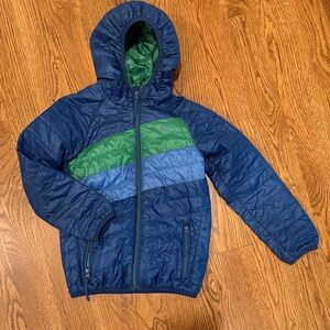 L.L. Bean Kids Blue and Green Puffer Jacket